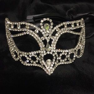 Rhinestone tie-on mask